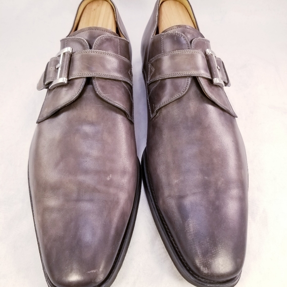 DESIGNER MAGNANNI MEN SHOES LOAFERS MONK STRAP BROWN LEATHER SIZE 12 M EUC - Picture 6 of 11